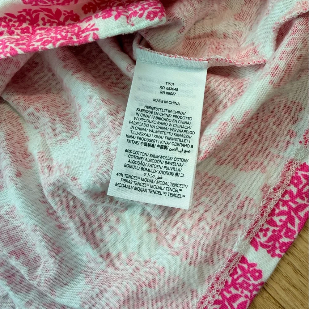 Boden Pink Floral Block Print Puff Sleeve Top Size 6